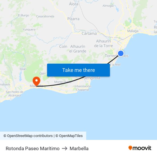 Rotonda Paseo Marítimo to Marbella map