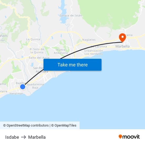 Isdabe to Marbella map