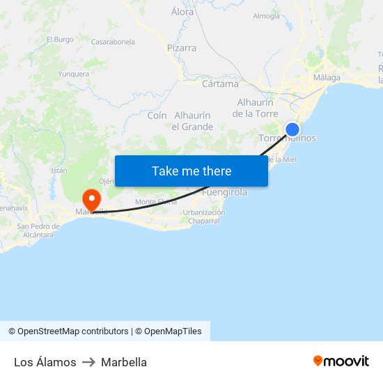 Los Álamos to Marbella map
