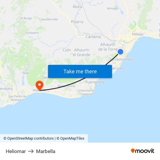Heliomar to Marbella map
