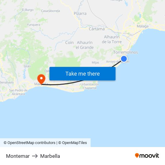 Montemar to Marbella map