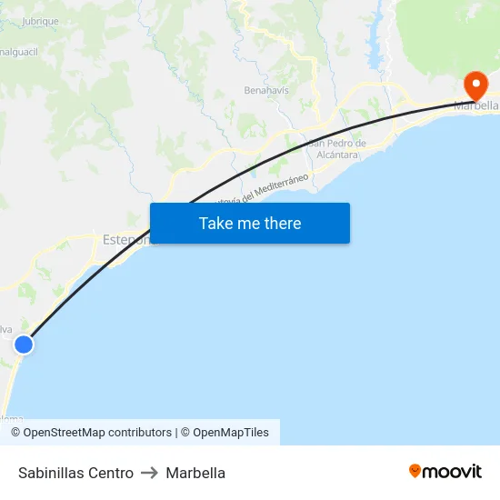 Sabinillas Centro to Marbella map