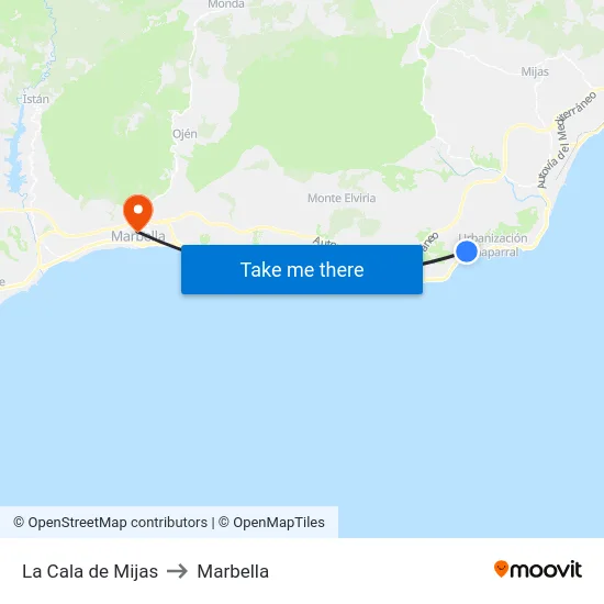 La Cala de Mijas to Marbella map