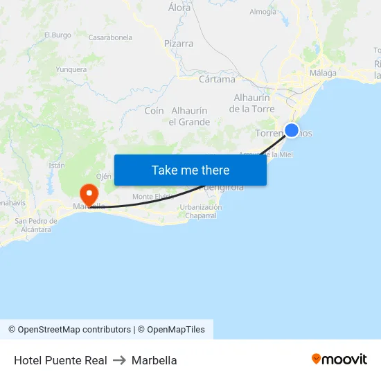 Hotel Puente Real to Marbella map