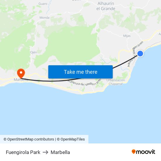 Fuengirola Park to Marbella map