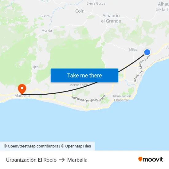 Urbanización El Rocío to Marbella map