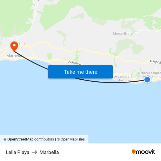Leila Playa to Marbella map