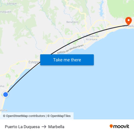 Puerto La Duquesa to Marbella map