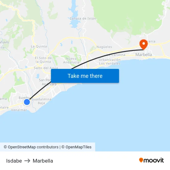 Isdabe to Marbella map