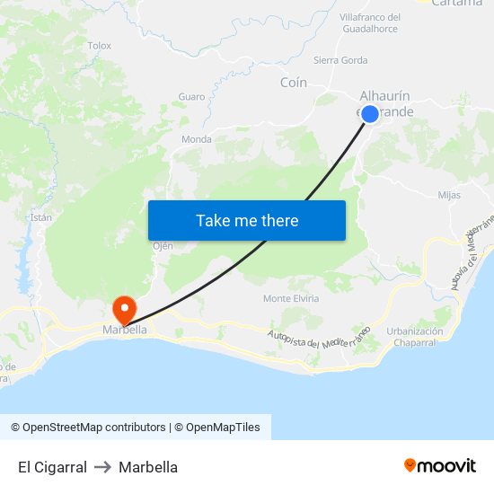 El Cigarral to Marbella map
