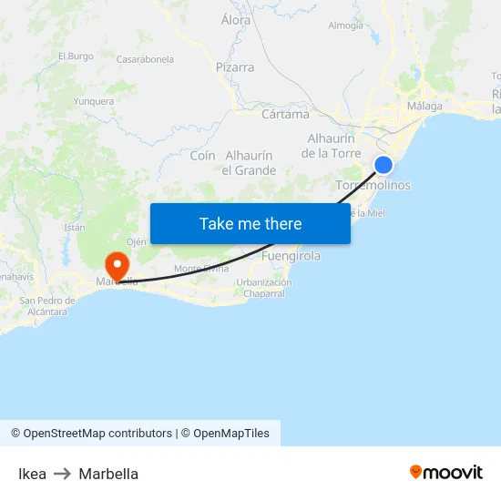 Ikea to Marbella map