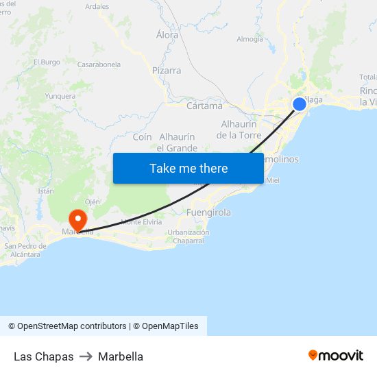 Las Chapas to Marbella map