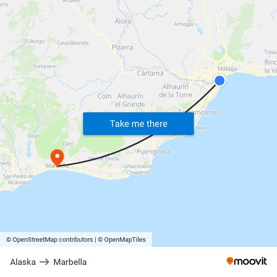 Alaska to Marbella map
