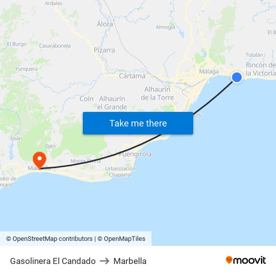 Gasolinera El Candado to Marbella map