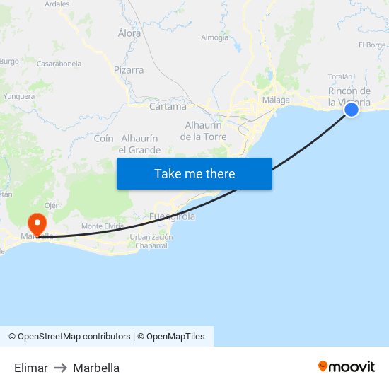 Elimar to Marbella map