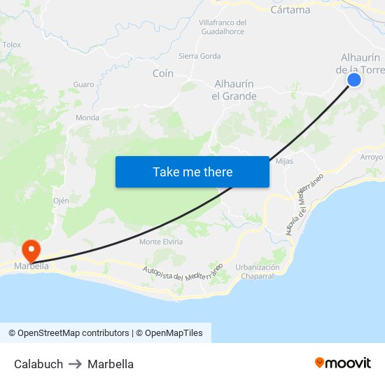 Calabuch to Marbella map