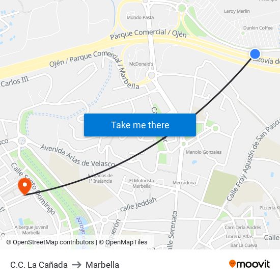 C.C. La Cañada to Marbella map