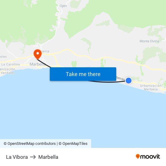 La Víbora to Marbella map