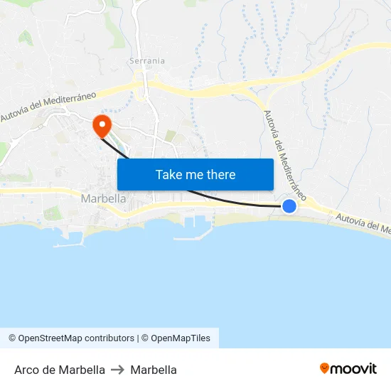 Arco de Marbella to Marbella map