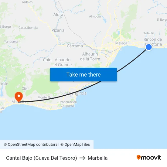 Cantal Bajo (Cueva Del Tesoro) to Marbella map