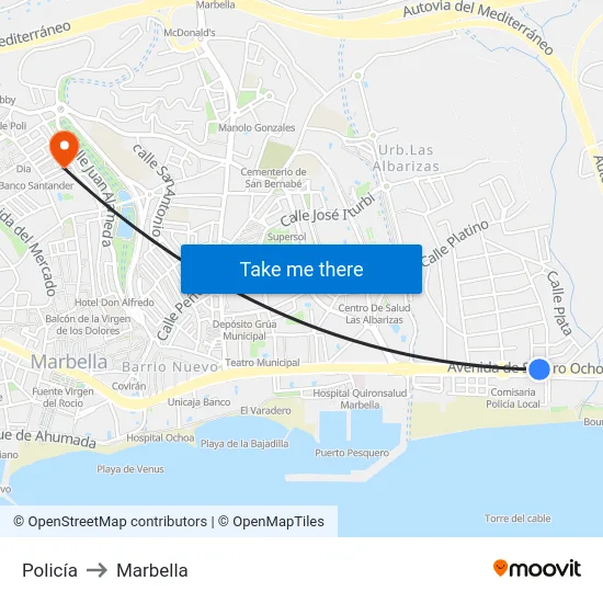 Policía to Marbella map
