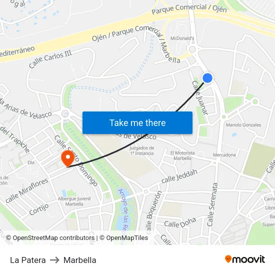 La Patera to Marbella map