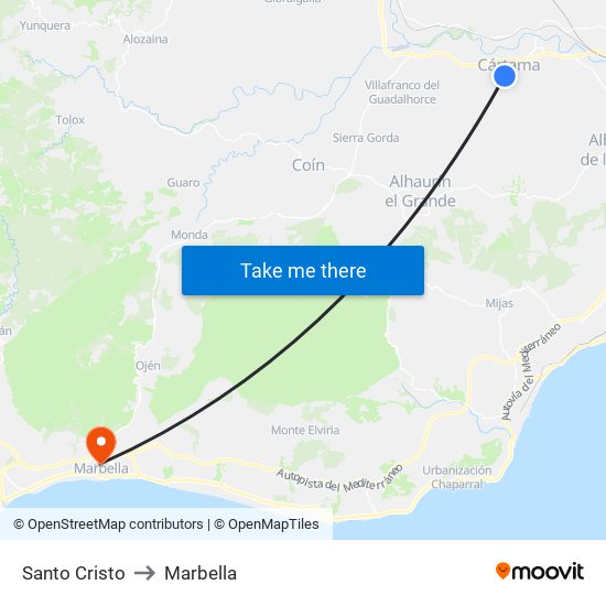 Santo Cristo to Marbella map