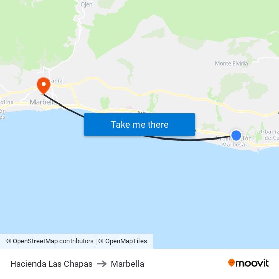 Hacienda Las Chapas to Marbella map