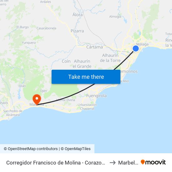 Corregidor Francisco de Molina - Corazones to Marbella map