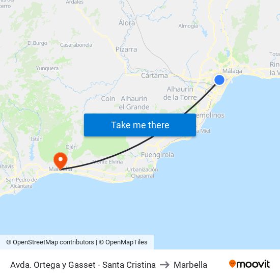 Avda. Ortega y Gasset - Santa Cristina to Marbella map