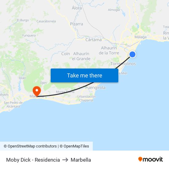 Moby Dick - Residencia to Marbella map