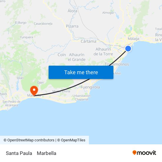 Santa Paula to Marbella map