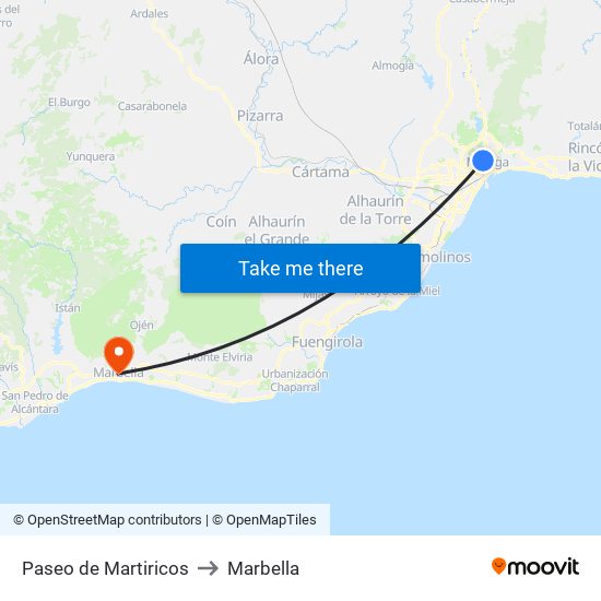 Paseo de Martiricos to Marbella map