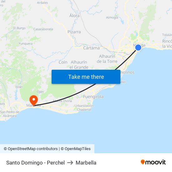 Santo Domingo - Perchel to Marbella map