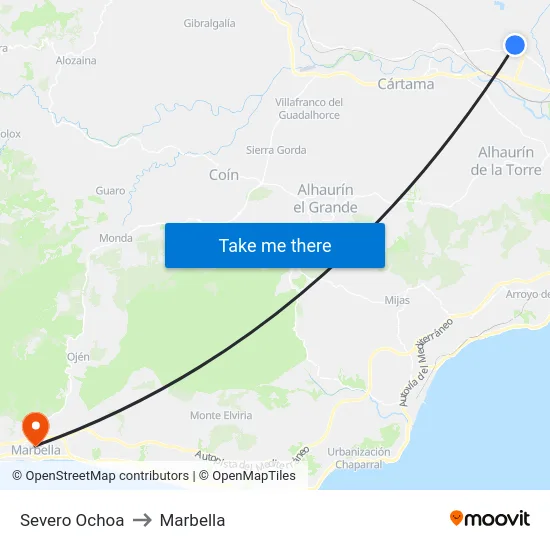 Severo Ochoa to Marbella map