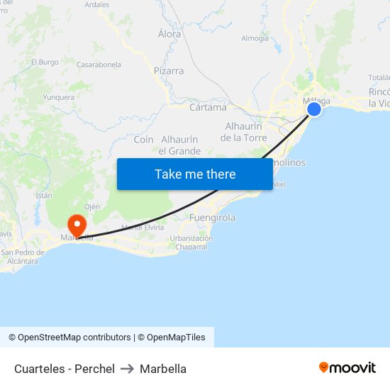 Cuarteles - Perchel to Marbella map