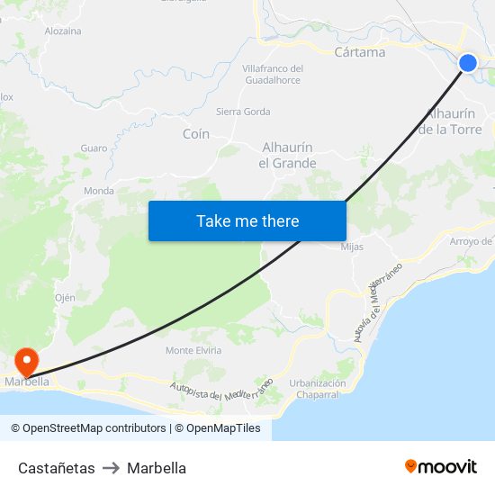 Castañetas to Marbella map