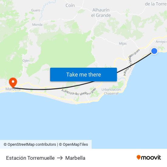 Estación Torremuelle to Marbella map