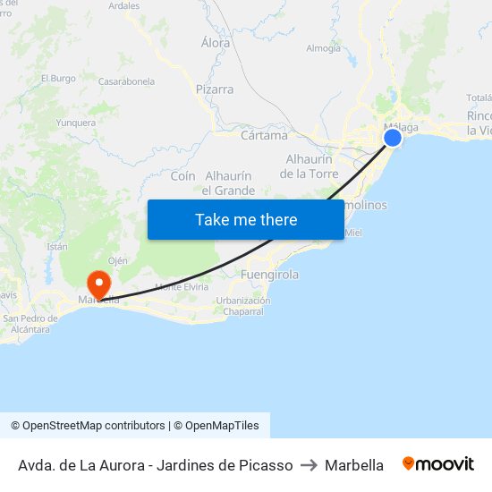 Avda. de La Aurora - Jardines de Picasso to Marbella map