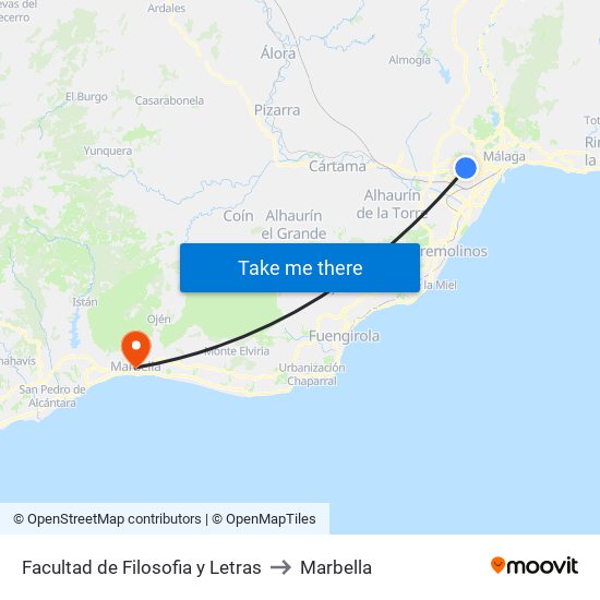 Facultad de  Filosofia y Letras to Marbella map