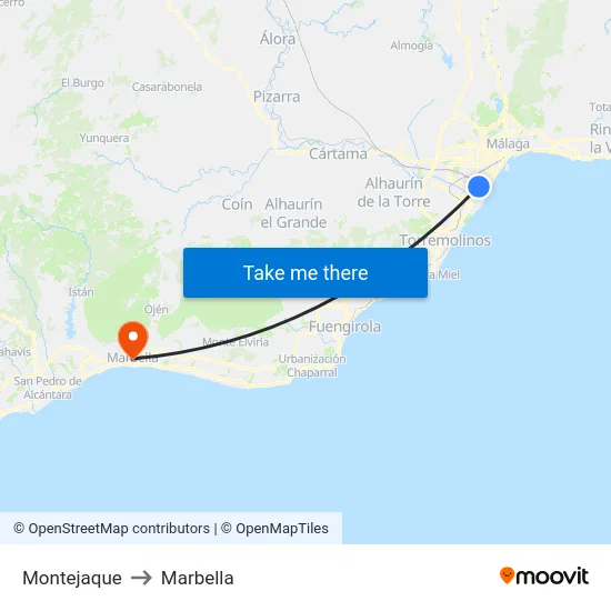 Montejaque to Marbella map