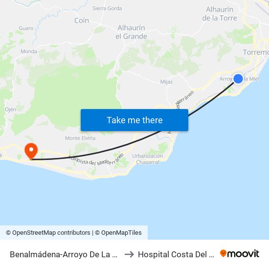 Benalmádena-Arroyo De La Miel to Hospital Costa Del Sol map