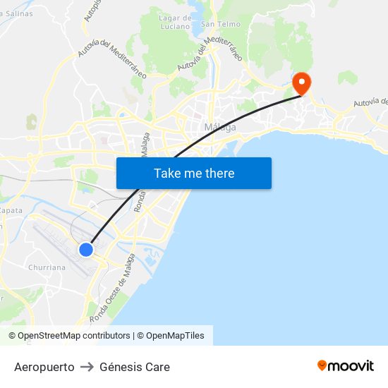 Aeropuerto to Génesis Care map