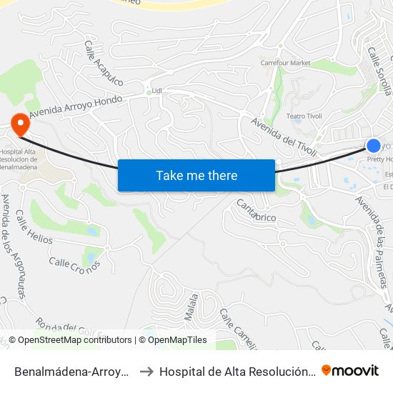 Benalmádena-Arroyo De La Miel to Hospital de Alta Resolución Benalmádena map