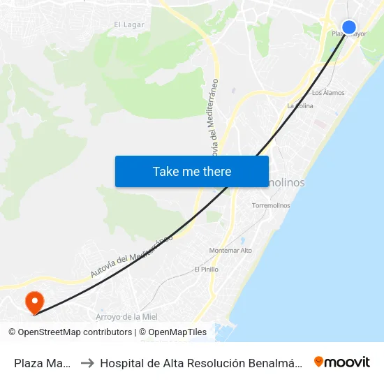 Plaza Mayor to Hospital de Alta Resolución Benalmádena map