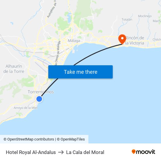 Hotel Royal Al-Andalus to La Cala del Moral map