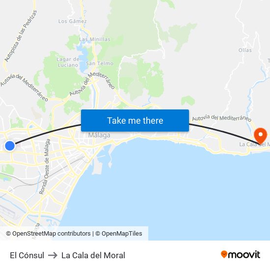 El Cónsul to La Cala del Moral map