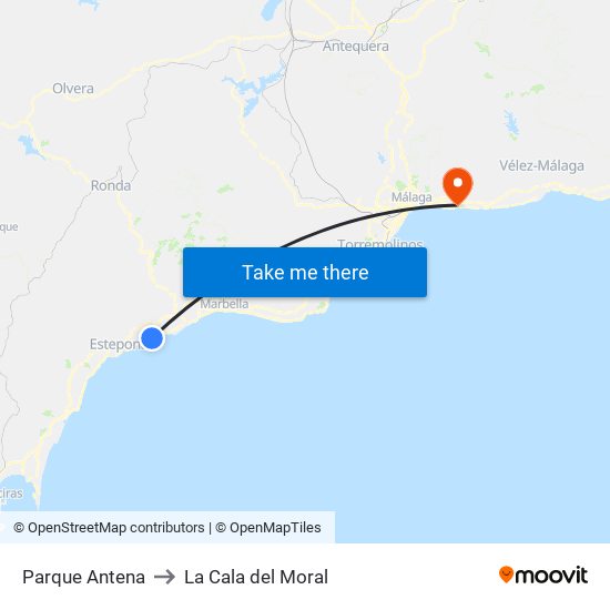Parque Antena to La Cala del Moral map