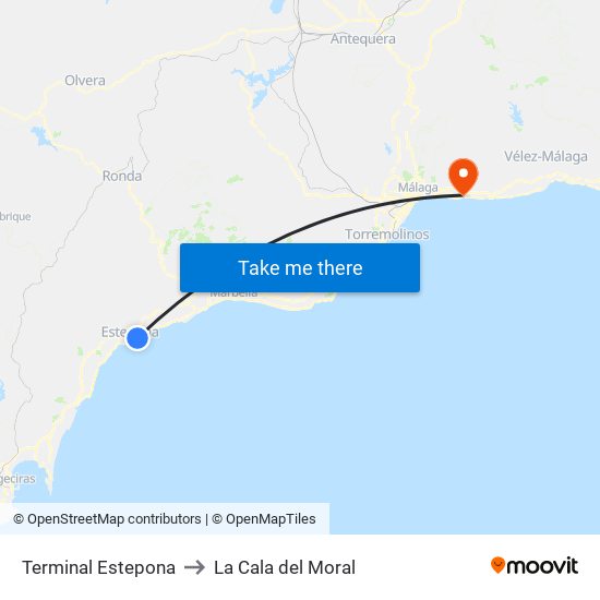 Terminal Estepona to La Cala del Moral map