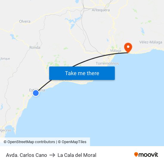 Avda. Carlos Cano to La Cala del Moral map